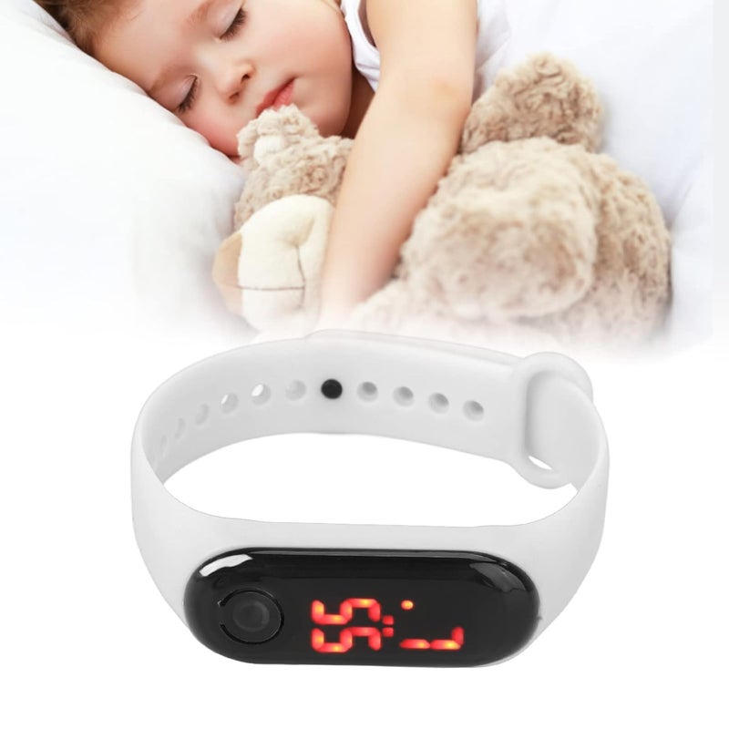 woobles Mini Children Electronic Watch Red LED Simple Student Sports Electronic Watch with Silicone Watch Band(White) - Image 5